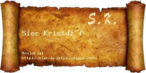 Sier Kristóf névjegykártya